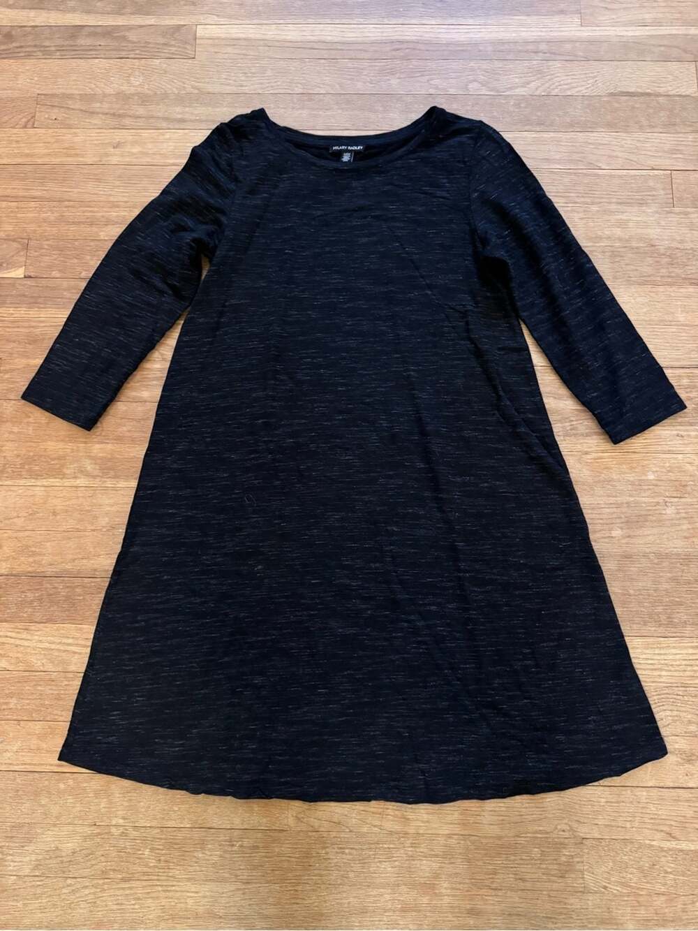 Hilary Radley Women's Black Space Dye Above Knee Length T-Shirt Dress Sz M
 b12